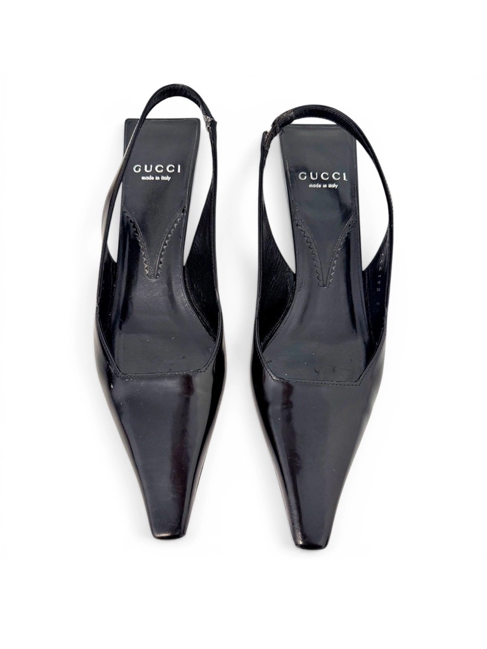 Gucci Archival Tom Ford SS 1998 Vintage Black Leather Pointed Toe Kitten Heels